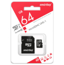 Карта памяти micro SD 64Gb SmartBuy class 10 с адаптером LE