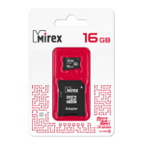 Карта памяти micro SD 16Gb Mirex class 10 с адаптером UHS-I
